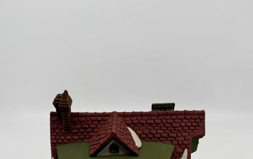 Department 56 Dickens' Village The Mermaid Fish Shoppe #5926-9 — detail: red tile roof and brick chimney