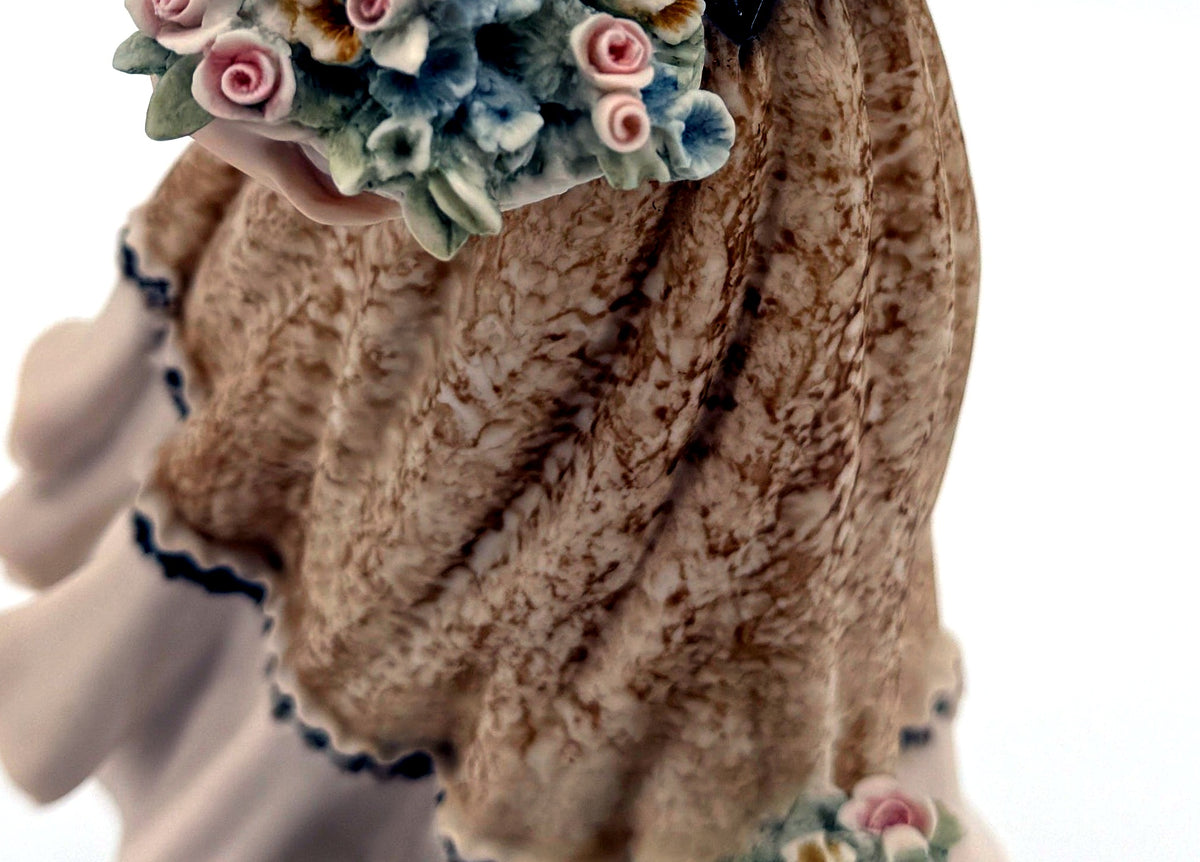 Giuseppe Armani Roses of May figurine 1405C — detail crop of the textured lace gown