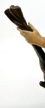 Detail: twisted wooden staff gripped in hand (detail from seller photo)
