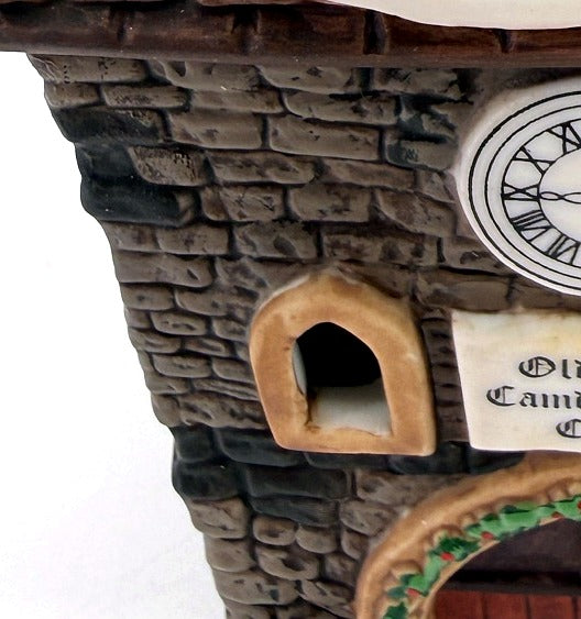 Department 56 Dickens' Village The Olde Camden Town Church 1996 #58346 – detail of the hand-painted stone wall texture and arched window
