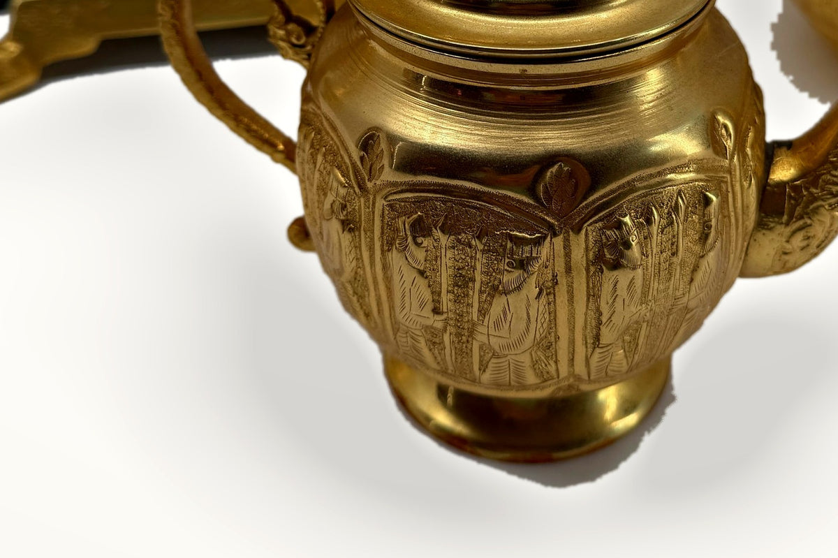 Detail – teapot engraved figural panel