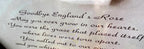 Detail crop — the printed title “Goodbye England’s Rose” and the opening lines of the farewell verse as printed on the piece