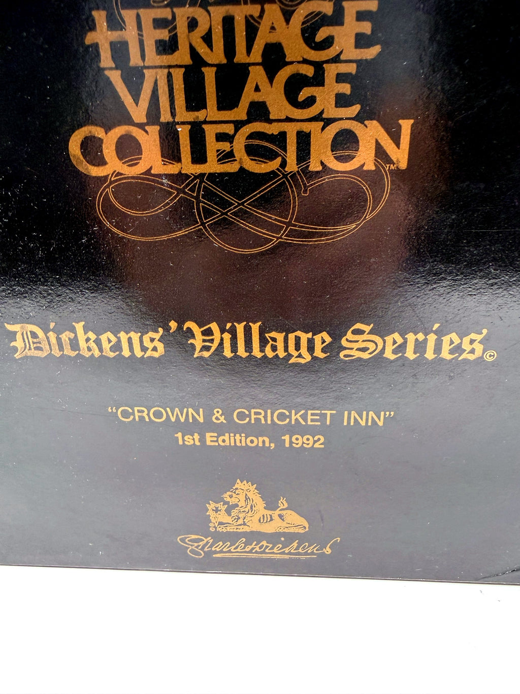 Original Department 56 collector's box – close view of the 1st Edition 1992 lettering