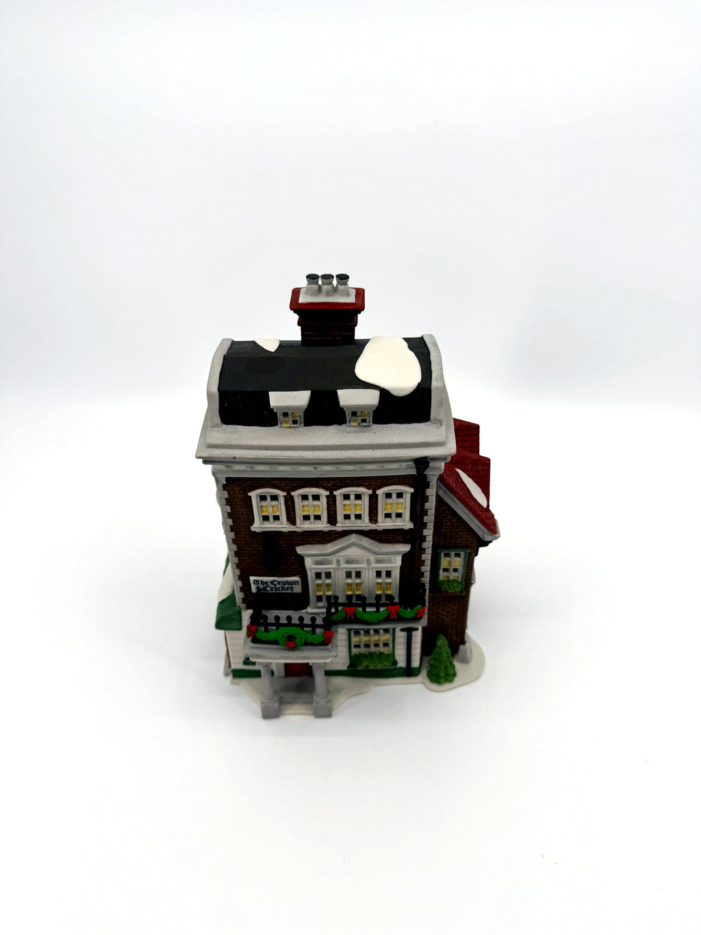 Department 56 Crown & Cricket Inn, Dickens' Village, 1992 First Edition – elevated front view