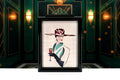 Vintage 1993 Art Deco-style fashion lady with champagne framed wall art