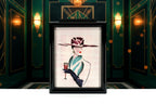 Vintage 1993 Art Deco-style fashion lady with champagne framed wall art