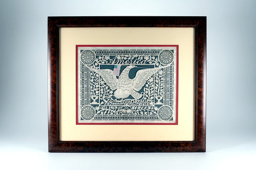 1992 Eavenson America framed scherenschnitte cut-paper folk art