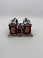 Hawthorne The Library lighted Christmas village building, front view