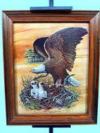 Robert Nipp The American Bald Eagle 1975 Bicentennial framed art — front view on a display stand