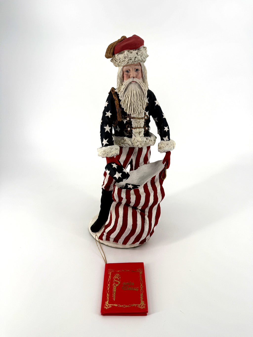Duncan Royale Civil War Santa - full front view with the original red Santa Claus story booklet beside him