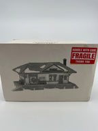 Department 56 New England Village Weston Train Station #5931-5 — original box front with the printed station illustration
