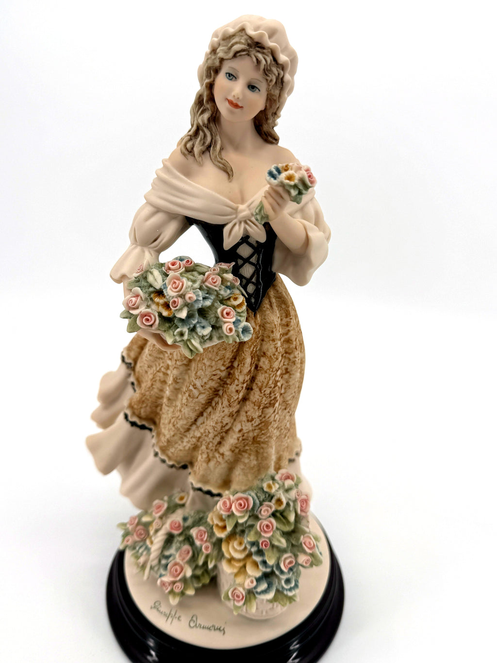 Giuseppe Armani Roses of May figurine 1405C — full front view on the wood base