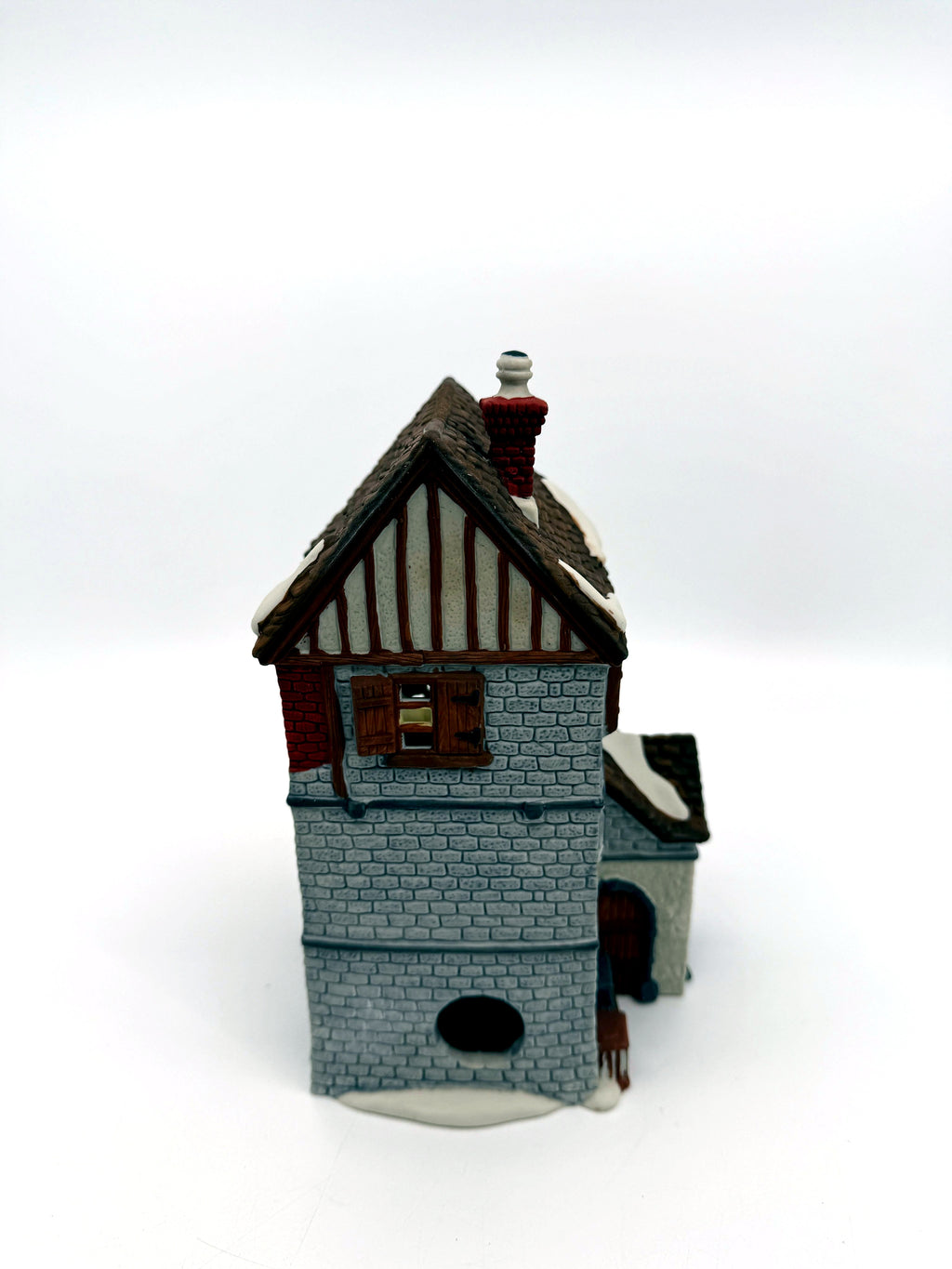 Department 56 Dickens' Village Poulterer 1988 lighted porcelain poultry shop — back view with light cord opening