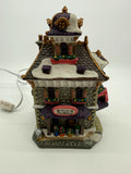 Lemax Williamson's Garden Shoppe #45014 lighted Christmas village building, stone front with Fresh Flowers sign (enhanced photo)
