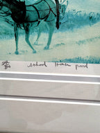 Close-up — pencil edition inscription 342/500 and the hand-written title School House Pond in the lower margin