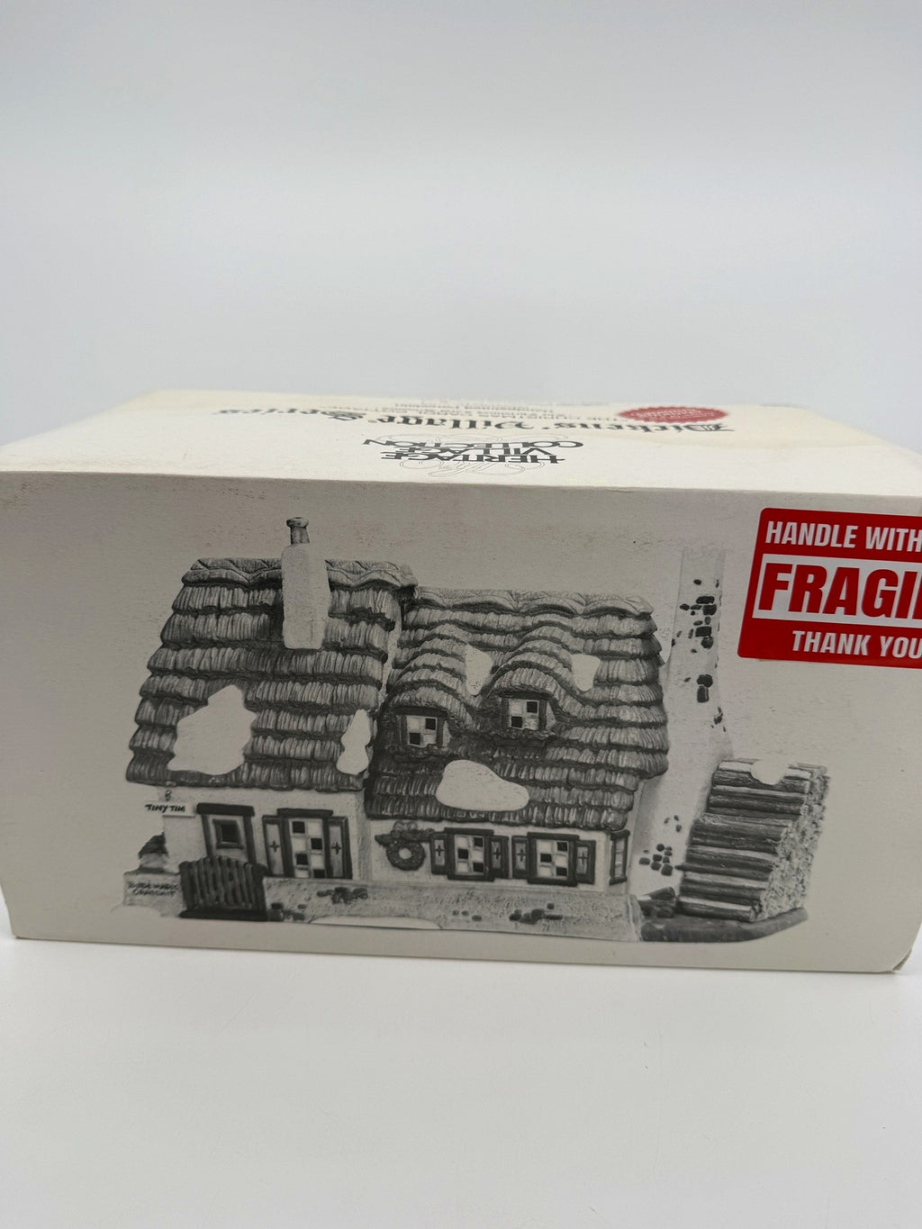 Department 56 Dickens' Village The Christmas Carol Cottage #58339 — original box side with the printed cottage illustration