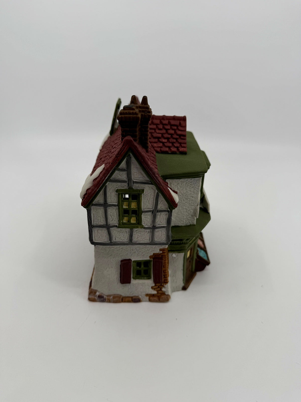 Department 56 Dickens' Village The Mermaid Fish Shoppe #5926-9 — side view with half-timbered wall