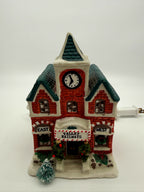 Front close view: clock tower, Valley Railways marquee, East and West signs, wreaths and garlands (enhanced photo)