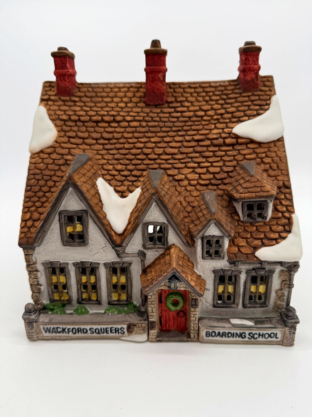 Department 56 Wackford Squeers Boarding School - Dickens' Village, 1988, front view (enhanced photo)
