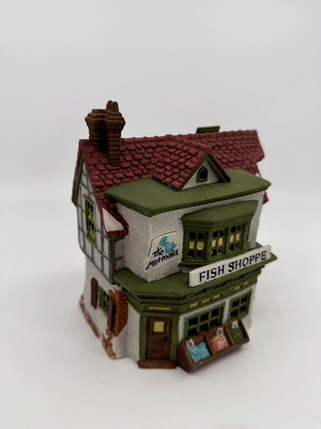 Department 56 Dickens' Village The Mermaid Fish Shoppe #5926-9 — front three-quarter view