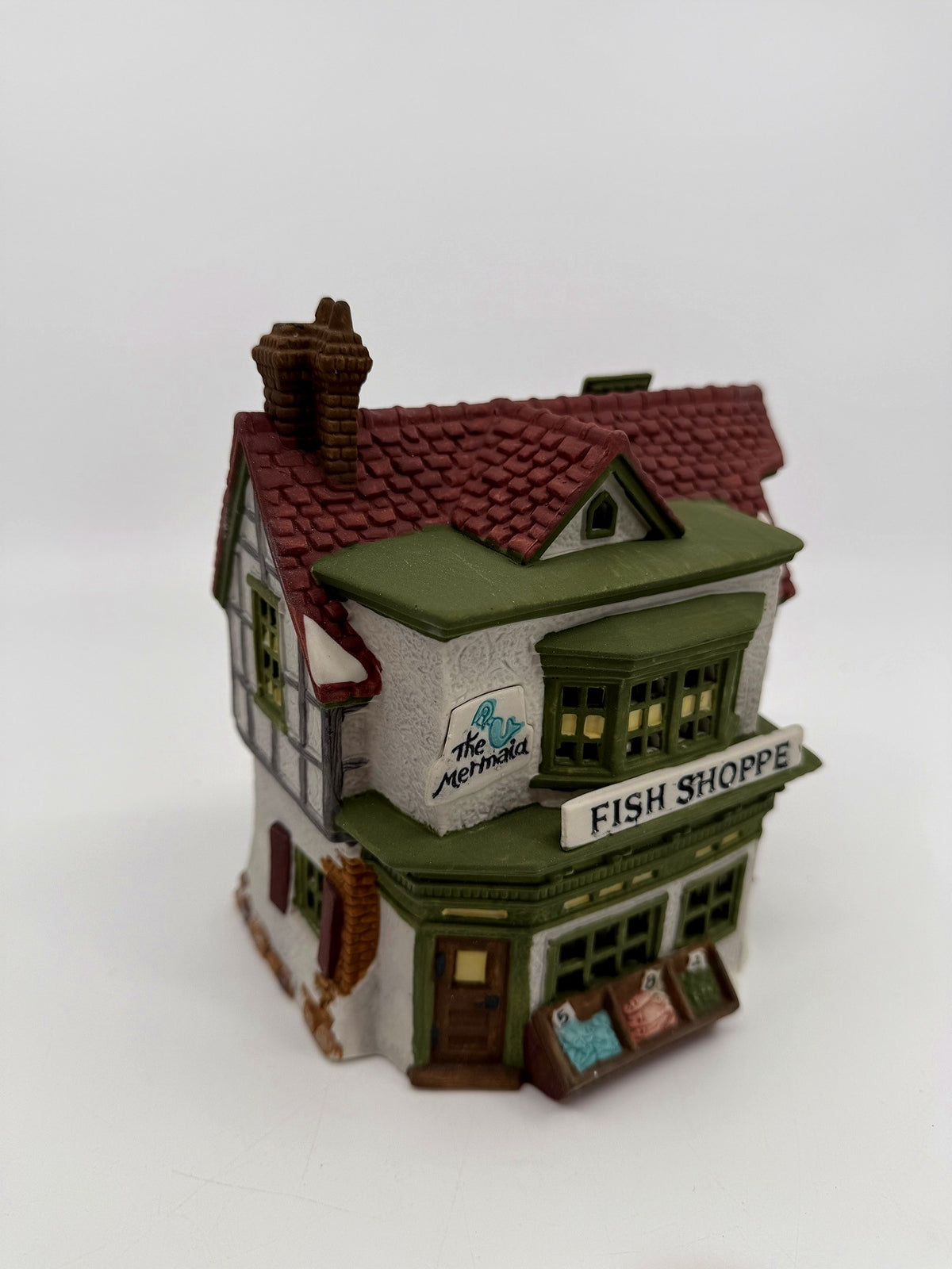 Department 56 Dickens' Village The Mermaid Fish Shoppe #5926-9 — front three-quarter view