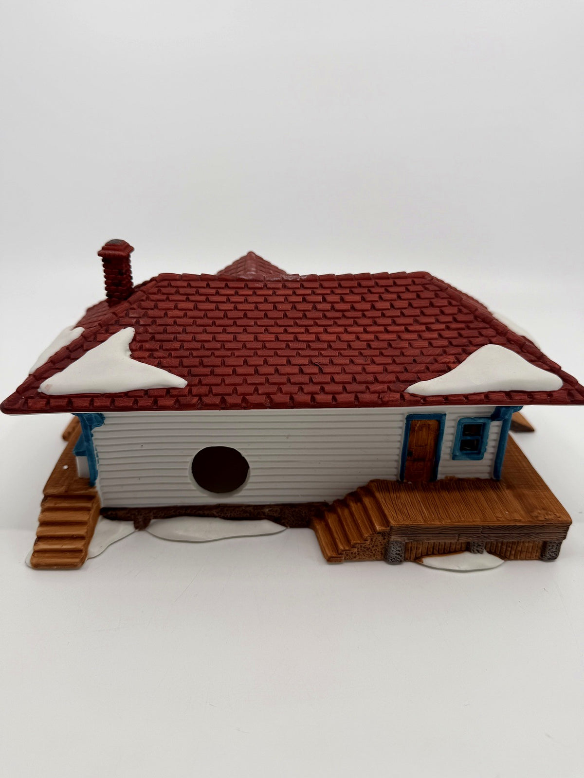 Department 56 New England Village Weston Train Station #5931-5 — back view showing the light cord opening