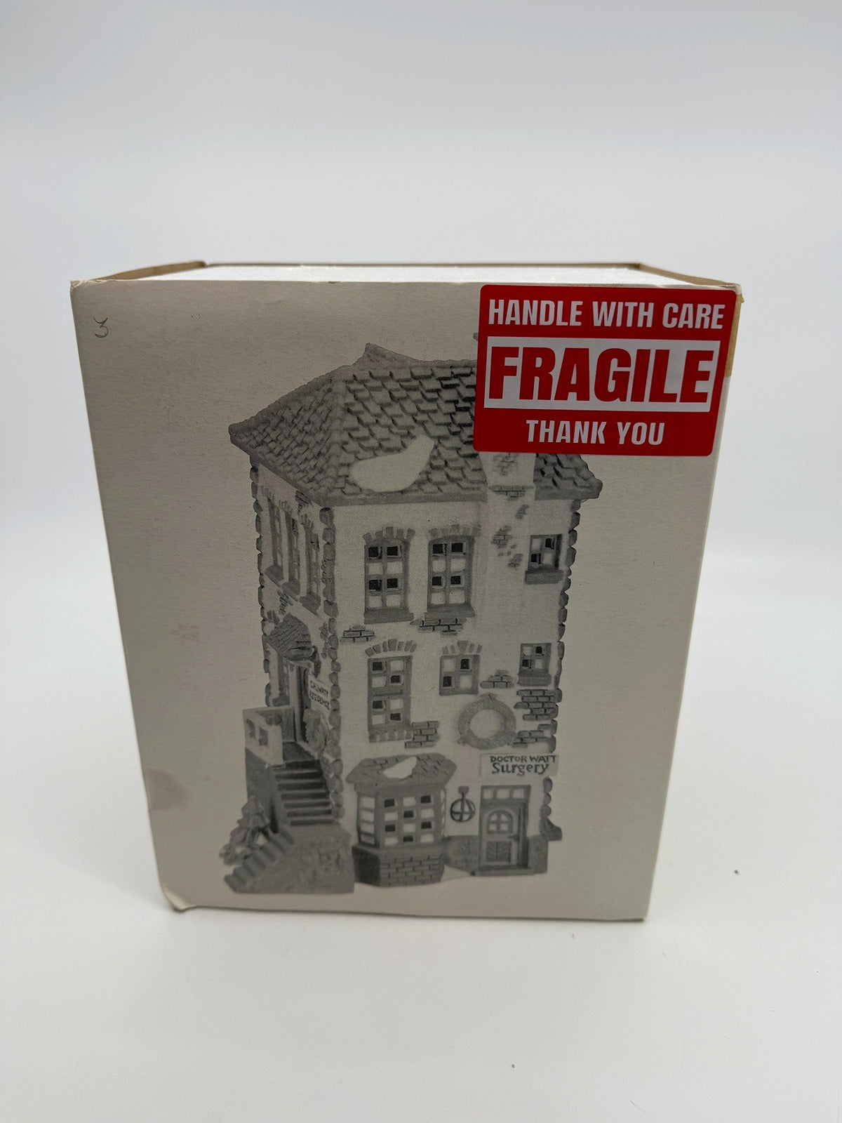 Department 56 Dickens' Village C. H. Watt Physician #5568-9 — original box front with the printed building illustration