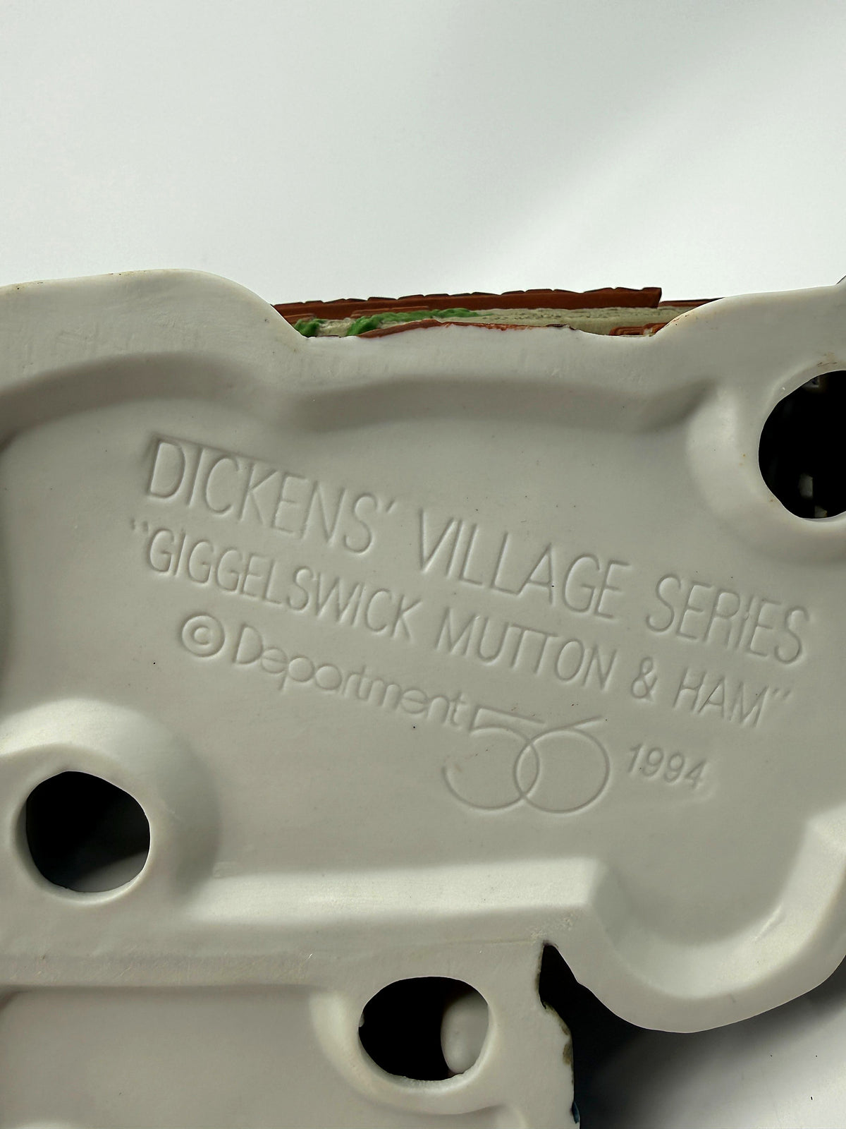 Molded underside mark: Dickens' Village Series, Giggelswick Mutton & Ham, Department 56, 1994