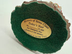 Vintage 1991 Duncan Royale Today's Nast Santa figurine – underside of base with green felt and the gold Duncan Royale plate: History of Santa Claus, Today's Nast, No. 0011/15,000, First Redemption Piece, Exclusive to Club Members, Duncan Royale © 1991 Reg. U.S.A.