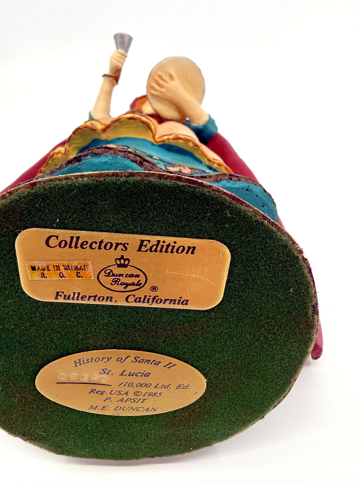 Underside — original Duncan Royale Collectors Edition plaque and the numbered History of Santa II St. Lucia plaque, 06390 of 10,000