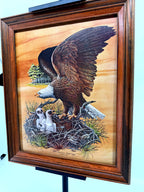 Robert Nipp The American Bald Eagle 1975 Bicentennial framed art — front view from a right angle