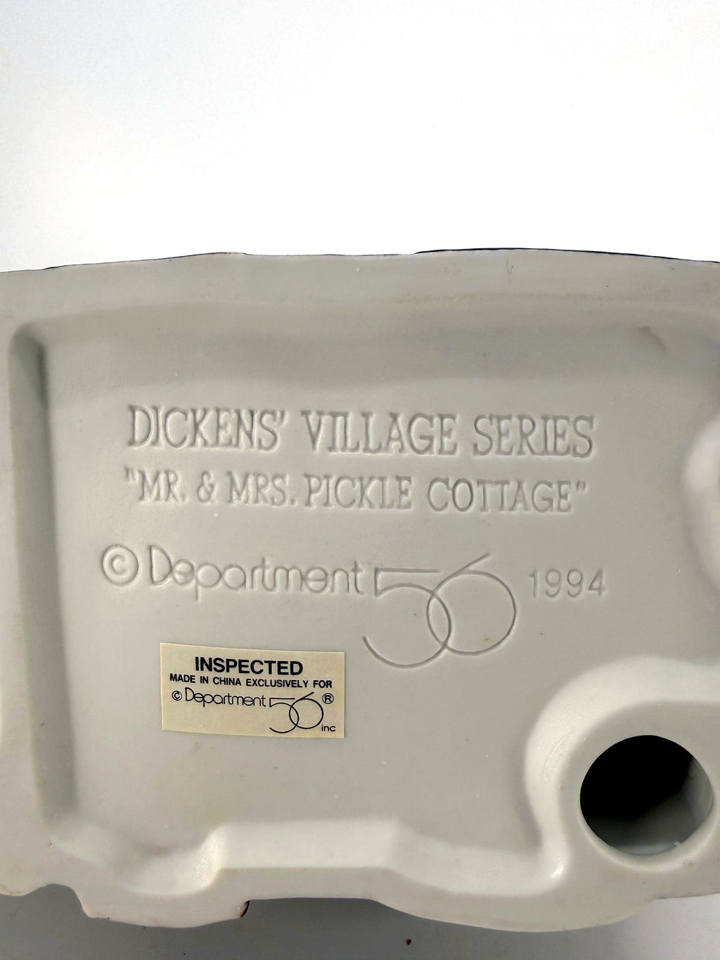Underside with Department 56 1994 mark and China inspection sticker