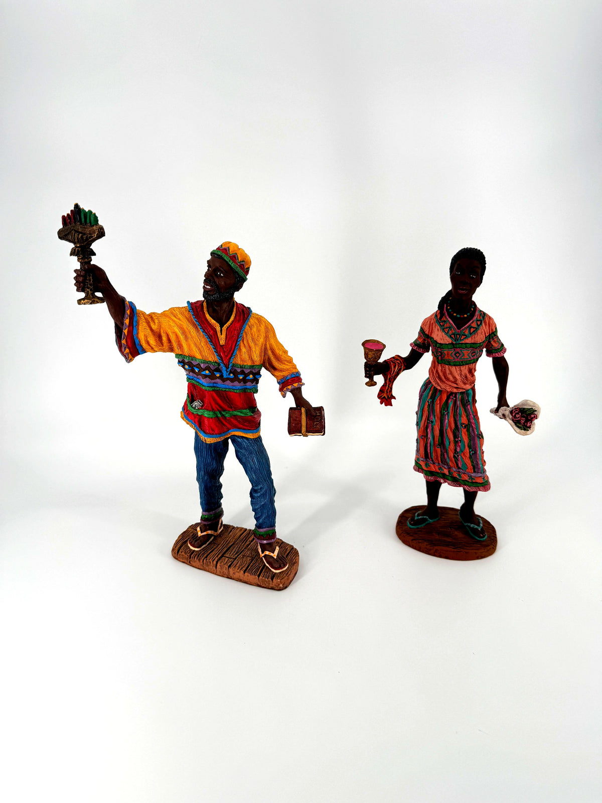 The Kwanzaa pair from a raised front angle on display stands