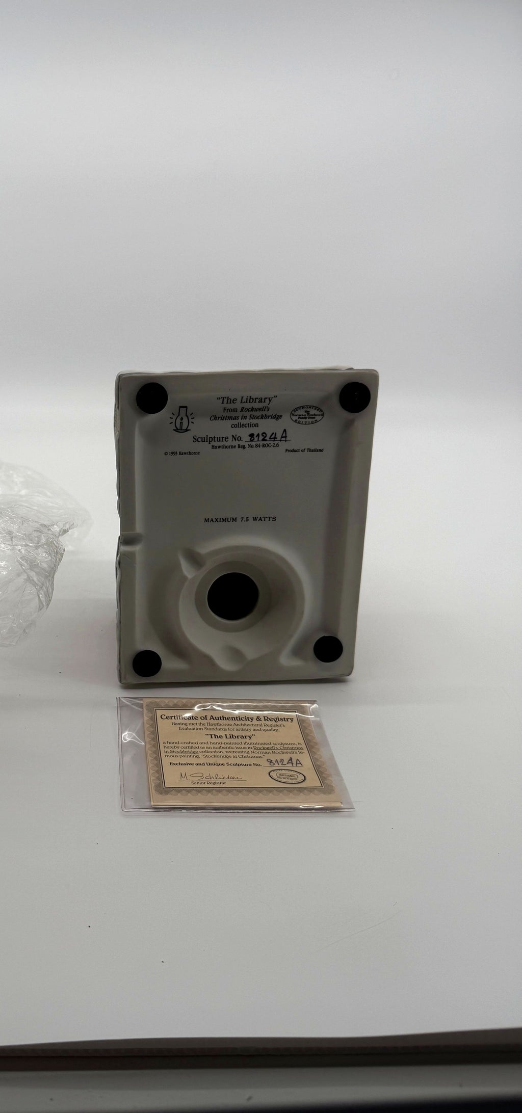 Underside with the Certificate of Authenticity, Sculpture No. 8124A