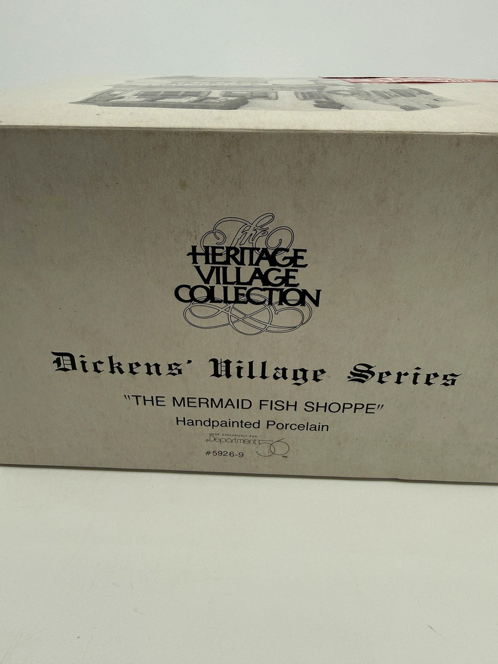 Department 56 Dickens' Village The Mermaid Fish Shoppe #5926-9 — original box end: Heritage Village Collection, Dickens' Village Series, #5926-9