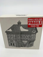 Department 56 Dickens' Village T. Puddlewick Spectacle Shop #58334 — original box front with the printed shop illustration and FRAGILE sticker