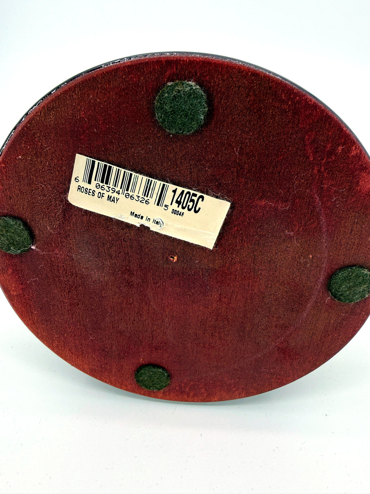 Giuseppe Armani Roses of May figurine 1405C — underside of the wood base with the 1405C model sticker
