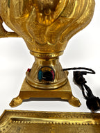 Base and dial close-up – paw feet, coiled cord and European plug (electrical operation untested)
