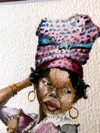 Detail - tignon, face and gold hoop earrings, La petite mulatresse