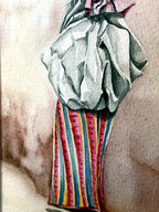 Detail - white bustle overskirt and striped skirt, La petite mulatresse