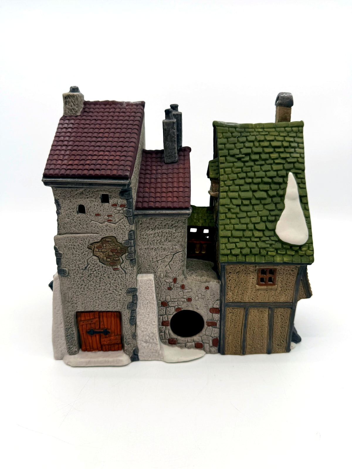 Back view with wooden doors and the round lighting cord opening