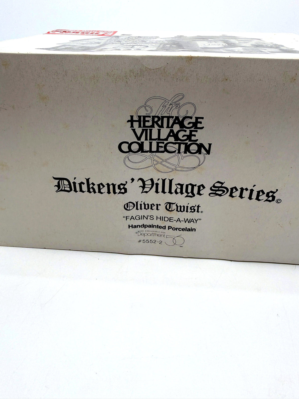 Retail box print: Heritage Village Collection, Dickens' Village Series, Oliver Twist, Fagin's Hide-A-Way, #5552-2