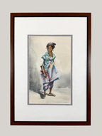 Costume creole framed watercolor - front view (enhanced photo)