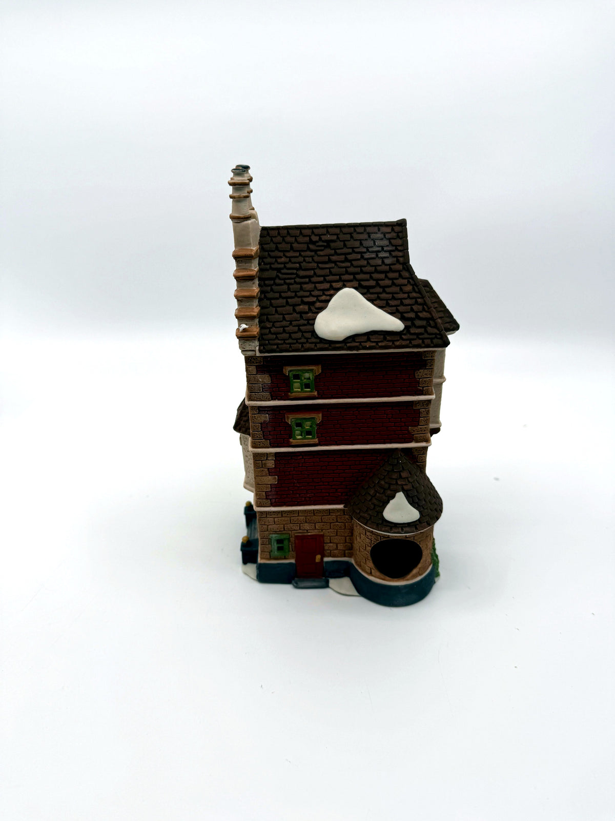 Department 56 Nephew Fred's Flat, Dickens' Village, 1991 – back view showing the light cord opening