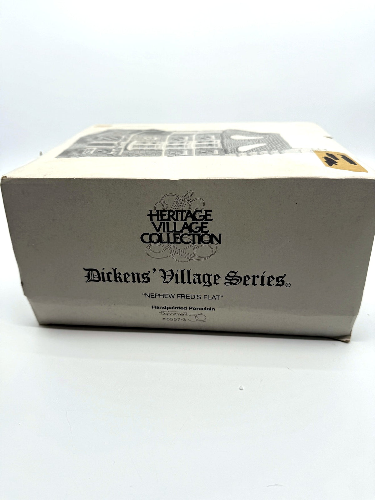 Department 56 Nephew Fred's Flat, Dickens' Village, 1991 – original retail box: Heritage Village Collection, Dickens' Village Series, #5557-3