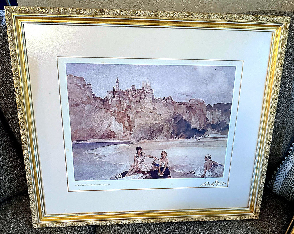 Sir William Russell Flint “The First Arrivals” framed print — front view at a slight angle