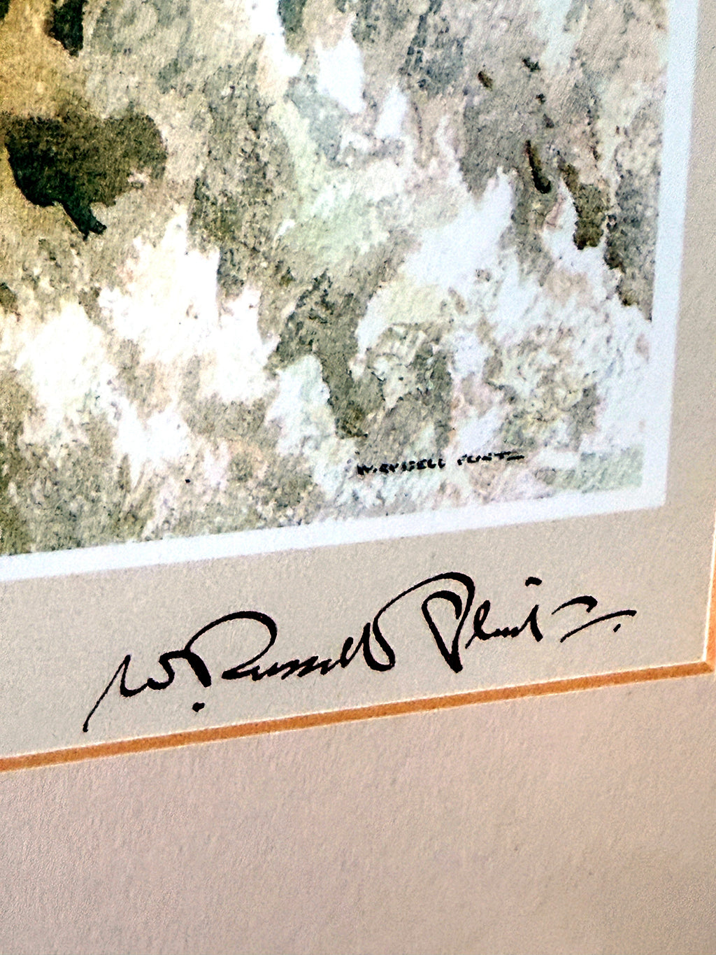 Sir William Russell Flint The Wishing Well framed art print — extreme close-up of the facsimile signature below the image