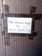 Sir William Russell Flint The Wishing Well framed art print — the handwritten title label taped to the back