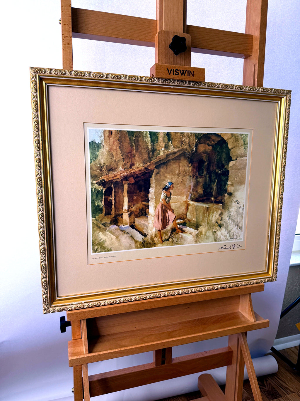 Sir William Russell Flint The Wishing Well framed art print — front view from a right angle