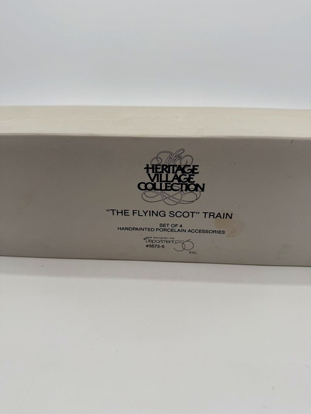 Original Department 56 retail box - The Heritage Village Collection, The Flying Scot Train, set of 4 handpainted porcelain accessories, 5573-5